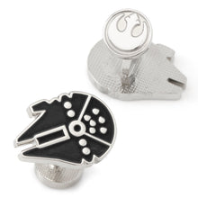 Load image into Gallery viewer, Star Wars Millennium Falcon Silver Inlaid Cufflinks