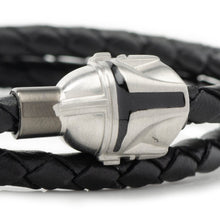 Load image into Gallery viewer, Star Wars Mandalorian Double Wrap Stainless Steel Black Bracelet
