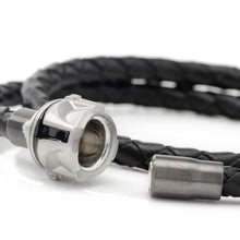 Load image into Gallery viewer, Star Wars Mandalorian Double Wrap Stainless Steel Black Bracelet
