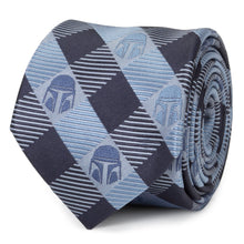 Load image into Gallery viewer, Star Wars Mandalorian Blue and Black Plaid Tie