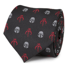 Load image into Gallery viewer, Star Wars Mandalorian and Mythosaur Red and Black Tie