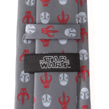 Load image into Gallery viewer, Star Wars Mandalorian and Mythosaur Red and Gray Tie