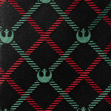 Load image into Gallery viewer, Star Wars Rebel Alliance Crest Red, Green, and Black Plaid Tie