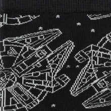 Load image into Gallery viewer, Star Wars Millennium Falcon Black Dress Socks and Lapel Pin Gift Set