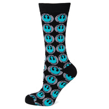 Load image into Gallery viewer, Star Wars Rebel Alliance Crest Teal and Black Dress Socks and Lapel Pin Gift Set
