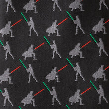 Load image into Gallery viewer, Star Wars Darth Vader and Luke Skywalker LIGHTSABER Battle Black Tie