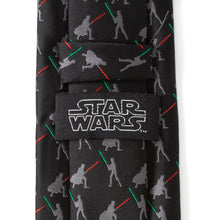 Load image into Gallery viewer, Star Wars Darth Vader and Luke Skywalker LIGHTSABER Battle Black Tie
