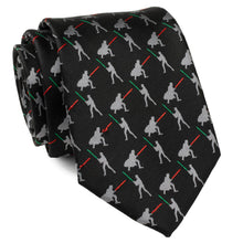 Load image into Gallery viewer, Star Wars Darth Vader and Luke Skywalker LIGHTSABER Battle Black Tie