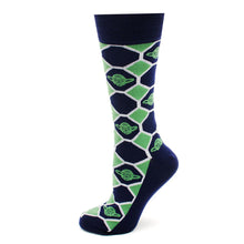 Load image into Gallery viewer, Star Wars Yoda Green and Navy Checkered Dress Socks and Jedi Crest Lapel Pin Gift Set