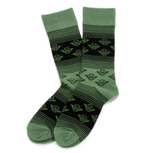 Load image into Gallery viewer, Star Wars Yoda Green, Gray, and Black Ombre Dress Socks and Jedi Crest Lapel Pin Gift Set