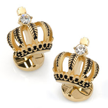 Load image into Gallery viewer, VDP 3D Crown Gold Crystal Stud Set