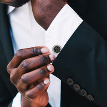 Load image into Gallery viewer, VDP White & Black Pave Crystals Cufflinks
