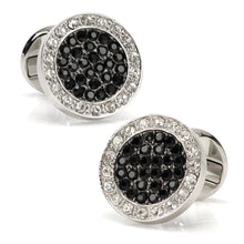 Load image into Gallery viewer, VDP White & Black Pave Crystals Cufflinks