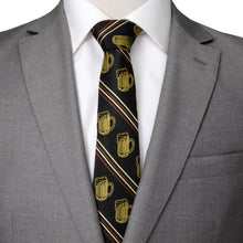 Load image into Gallery viewer, Beer Aficionado Black Striped Mens Tie
