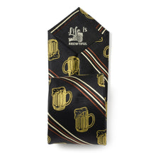 Load image into Gallery viewer, Beer Aficionado Black Striped Mens Tie
