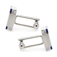 Load image into Gallery viewer, Mother of Pearl and Lapis Blue Windmill Square Cufflinks
