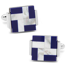 Load image into Gallery viewer, Mother of Pearl and Lapis Blue Windmill Square Cufflinks
