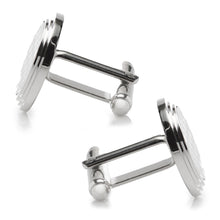 Load image into Gallery viewer, Onyx and Mother of Pearl Checker Step Cufflinks
