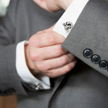 Load image into Gallery viewer, Double Sided Silver Knot Cufflinks
