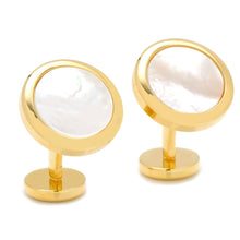 Load image into Gallery viewer, Double Sided Gold Mother of Pearl Round Beveled 5-Stud Set
