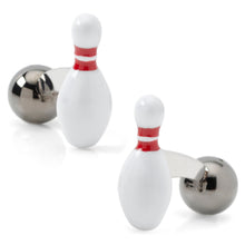 Load image into Gallery viewer, Bowling Pin &amp; Ball 3D Cufflinks

