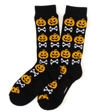 Load image into Gallery viewer, Bad To The Bone Pumpkin Black Men's Socks
