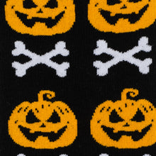 Load image into Gallery viewer, Bad To The Bone Pumpkin Black Men's Socks
