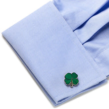 Load image into Gallery viewer, Green Clover Cufflinks and Tie Bar Gift Set

