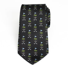 Load image into Gallery viewer, Golf Course Black Silk Men's Tie
