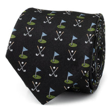 Load image into Gallery viewer, Golf Course Black Silk Men's Tie
