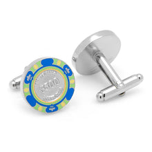 Load image into Gallery viewer, Poker Chip $500 Blue Cufflinks
