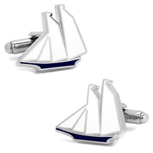 Load image into Gallery viewer, Blue and White Sailboat Cufflinks
