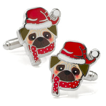 Load image into Gallery viewer, Santa Pug Cufflinks
