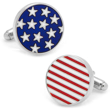 Load image into Gallery viewer, Stars and Stripes American Flag Cufflinks
