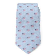 Load image into Gallery viewer, Light Blue American Flag Men's Tie
