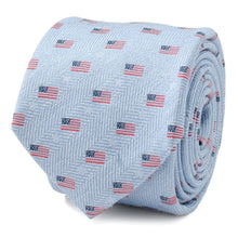 Load image into Gallery viewer, Light Blue American Flag Men's Tie

