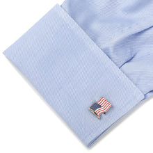 Load image into Gallery viewer, American Waving Flag Cufflinks and Tie Bar Gift Set
