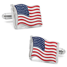 Load image into Gallery viewer, Waving American Flag Cufflinks
