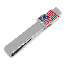 Load image into Gallery viewer, Waving American Flag Tie Bar
