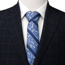 Load image into Gallery viewer, DC Batman Stripe Multi Emblem Blue Men's Tie
