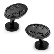Load image into Gallery viewer, DC Batman Logo Satin Black Cufflinks

