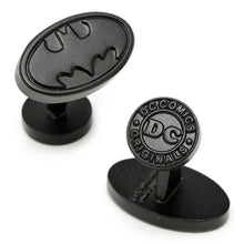Load image into Gallery viewer, DC Batman Logo Satin Black Cufflinks
