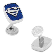 Load image into Gallery viewer, DC Superman Stainless Steel Carbon Fiber Cufflinks
