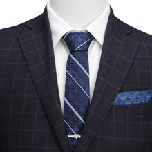 Load image into Gallery viewer, DC Superman Stripe Pattern Blue Silk Men's Tie
