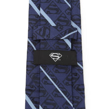 Load image into Gallery viewer, DC Superman Stripe Pattern Blue Silk Men's Tie
