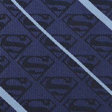Load image into Gallery viewer, DC Superman Stripe Pattern Blue Silk Men's Tie
