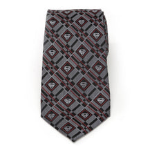Load image into Gallery viewer, DC Superman Geometric Gray Silk Men's Tie

