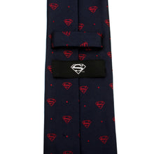 Load image into Gallery viewer, DC Superman Shield Navy and Red Dot Tie

