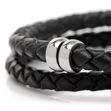 Load image into Gallery viewer, Disney Mickey Silhouette Black Double Wrapped Leather Bracelet
