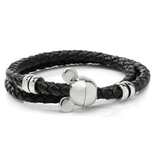 Load image into Gallery viewer, Disney Mickey Silhouette Black Double Wrapped Leather Bracelet
